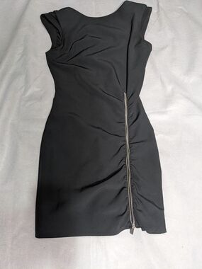 Zara Black Backless Sheath Dress with Exposed Zipper